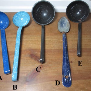 Vintage Enameled Ladle or Spoon, Speckled Graniteware, CHOOSE 046UT