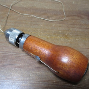 Vintage Wooden Handle Sewing Awl, Sail, Leather 148SW