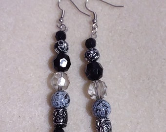 Black Beaded Earrings