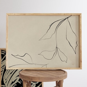 Line Art Leaf Print: Minimalist Botanical Giclée Artwork