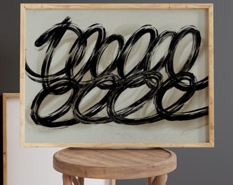 Scribble Abstract Art Print: Neutral Loops, Modern Wall Decor