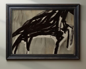 Abstract Moody Horse Art Print – Expressive Brushstrokes, Modern Wall Decor