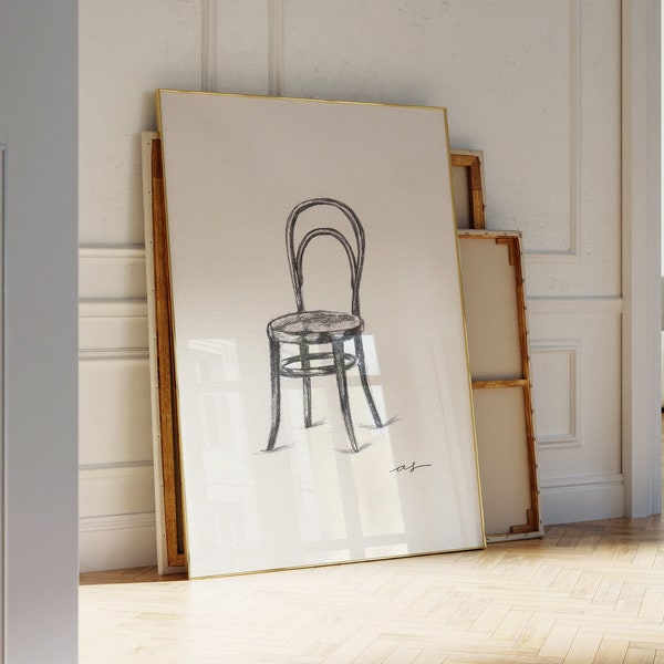 Thonet Chair Sketch No. 14 | Bauhaus art | Pencil Sketch Print | Scandinavian | Minimalist Decor, Modern Style Wall Artwork, Handmade