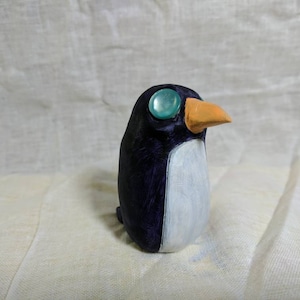 Frank: The Buttonling Penguin/Penguin Sculpture/ Penguin Decor/ Penguin Gift/ Polymer Clay Penguin