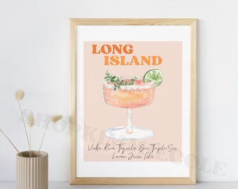Trendy Cocktail Decor Wall Art Print / Long Island Iced Tea/ Bar Sign