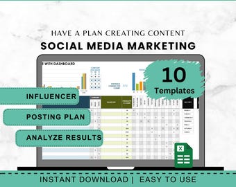 Social Media Content Calendar Template | Excel Planner (Digital Download)