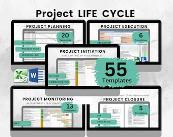 Project Life Cycle Template Bundle for Planning, Execution, Monitoring, and Closing Phases of Project Management Templates
