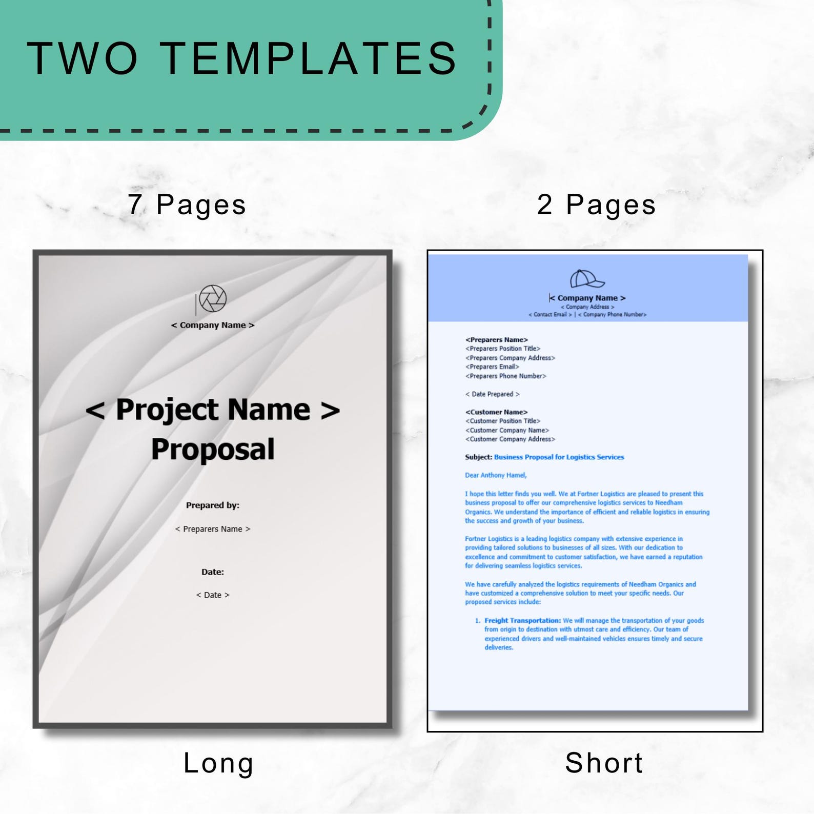 Proposal Column Order Business Proposal Templates for Sales Quotes, Quote Template, Editable ...