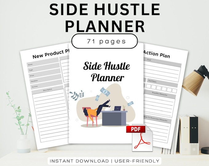 Side Hustle Planner Side Business Planner Small Business Planning Digital Business Sell Digital Products Side Hustle Launch Bundle PDF