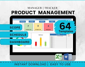 Product Management Templates for Excel Word Templates Project Scope Schedule Customizable Project Dashboard Templates Digital Downloads