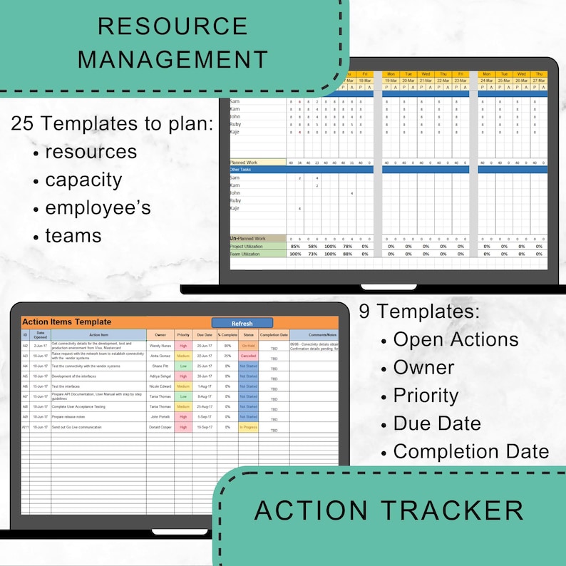 Project Management Template Bundle for Resource Planning and Capacity Planning in PMO Templates Agile Management Excel Template image 9