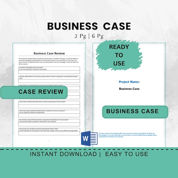 Business Case Template Editable Word Document Download Project Management Initiation Tool Executive Summary Outline Guide Case Review