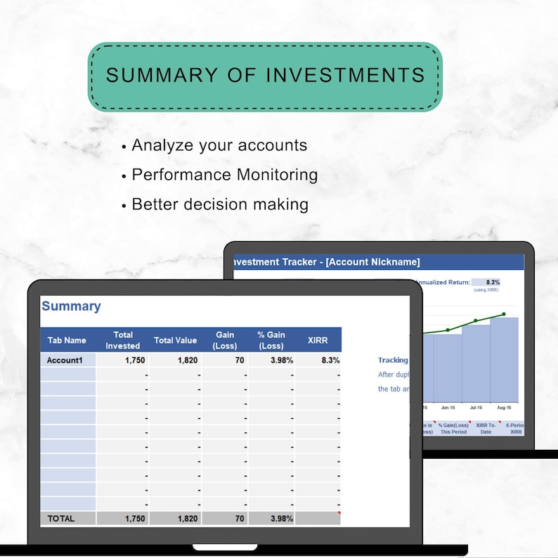 Investment Tracker Excel Template: Stock Portfolio Spreadsheet (digital ...