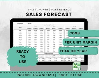 Sales Forecast Template | Excel Spreadsheet Tracker (Digital Download)