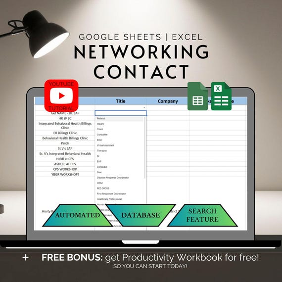 Contact Management Template Google Sheets Excel Spreadsheet Job Search Networking Tracker Professional Contacts Business Database Client