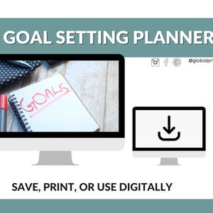 Planer Printable Bundle, tägliche, wöchentliche, monatliche Jahresziele, minimalistisch und produktiviät, PDF mit klaren Zielen Bild 9