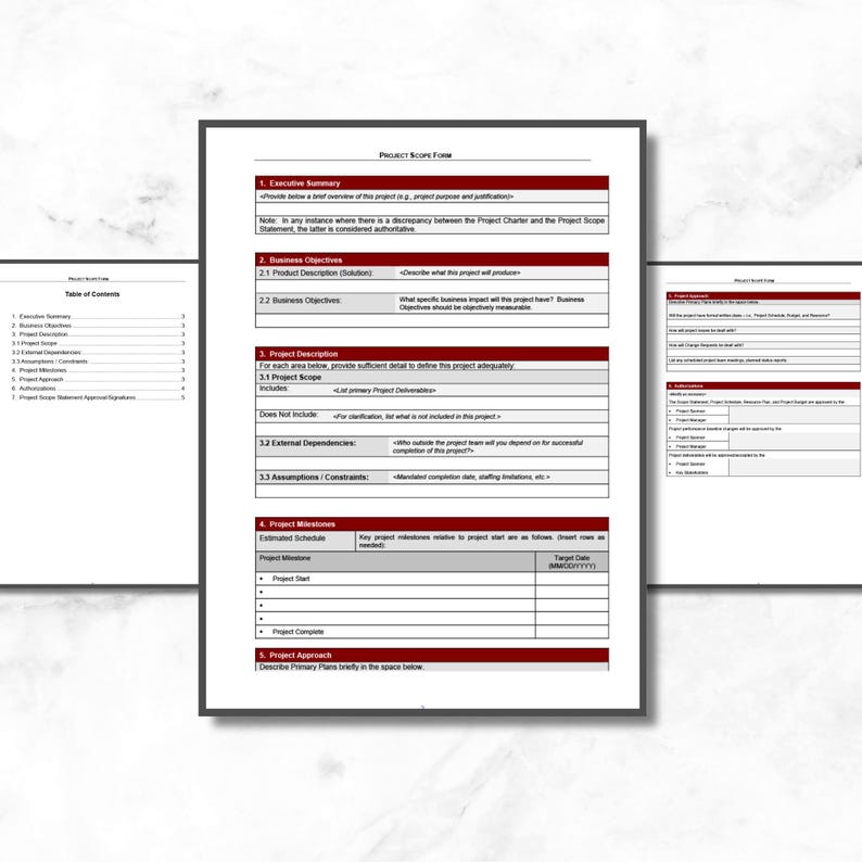 Project Scope Template | Executive Summary, Milestones (word .docx) - Etsy