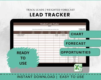 Lead Tracker Excel Template Sales Client Planning Spreadsheet Pipeline Tracker CRM Business Productivity