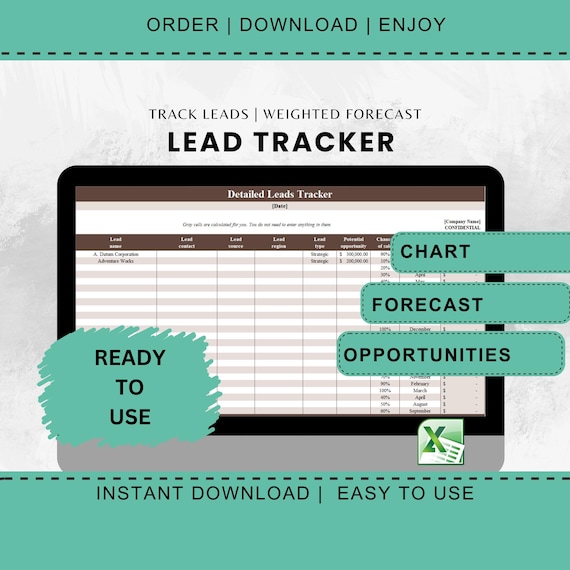 Lead Tracker Excel Template Sales Client Planning Spreadsheet Pipeline Tracker CRM Business Productivity