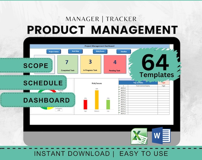 Product Management Templates, Product Director Templates for Product Tracking, Product Launch, Product Development, Excel Template