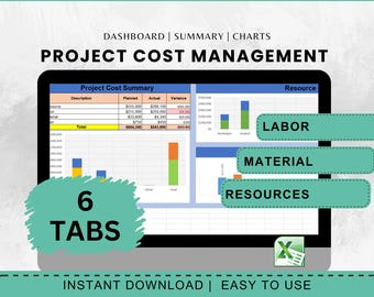 Project Cost Management Plan Template, Business Budget (Excel, Digital Download)