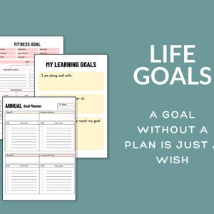 Planer Printable Bundle, tägliche, wöchentliche, monatliche Jahresziele, minimalistisch und produktiviät, PDF mit klaren Zielen Bild 7