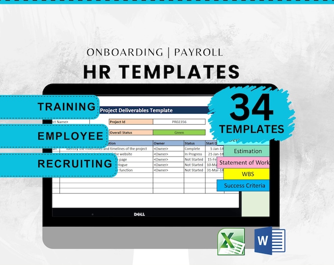HR Template Bundle, Recruitment, Training, Performance (Excel & Word) (Digital Download)
