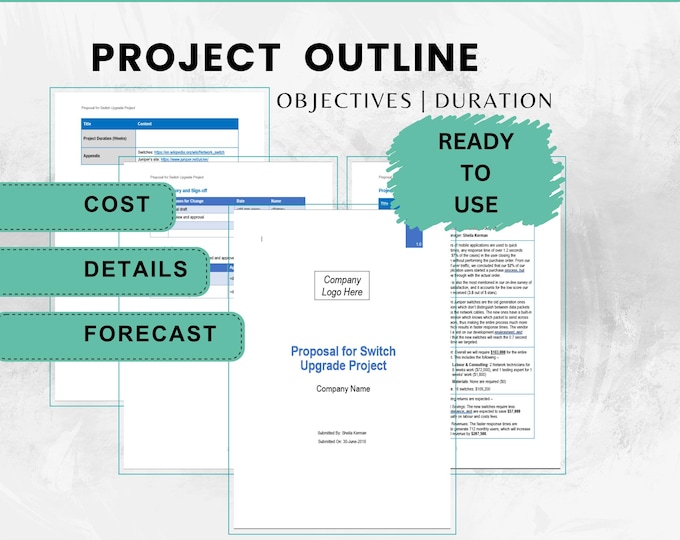 Project Outline Template for Project Initiation, Project Brief Summary, Project Objectives, Project Cost and Project Duration