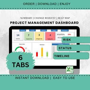 Project Management Dashboard Template Excel Project Tracker Digital Download Business Planning Tool Task Manager System PM Gift Productivity