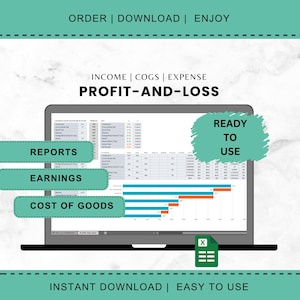 Profit Loss Template Excel Small Business Bookkeeping Profit-and-Loss Dashboard Financial Statement Monthly Budget Business Finance Tracker