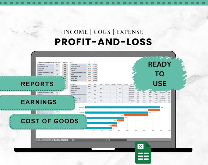 Profit & Loss Excel Template | Small Business Finance Tracker (Digital Download)