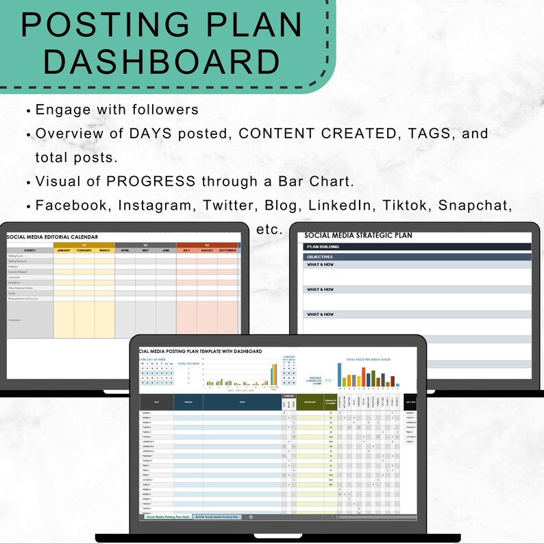 Social Media Planner Content Calendar Template Excel Marketing Planner ...