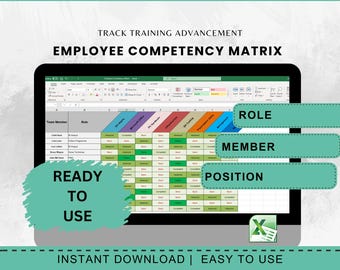 Competency Tracking Template Excel Training Management Employee Development Tool HR Template Skill Matrix Assessment Digital Download