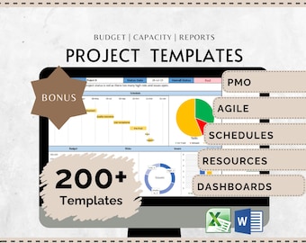 200+ Project Management Template Bundle, Excel/Word, Instant Download
