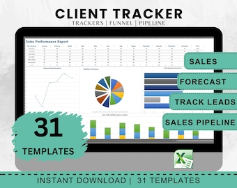 Client Tracker Excel Templates, Sales Management Bundle (Digital Download)