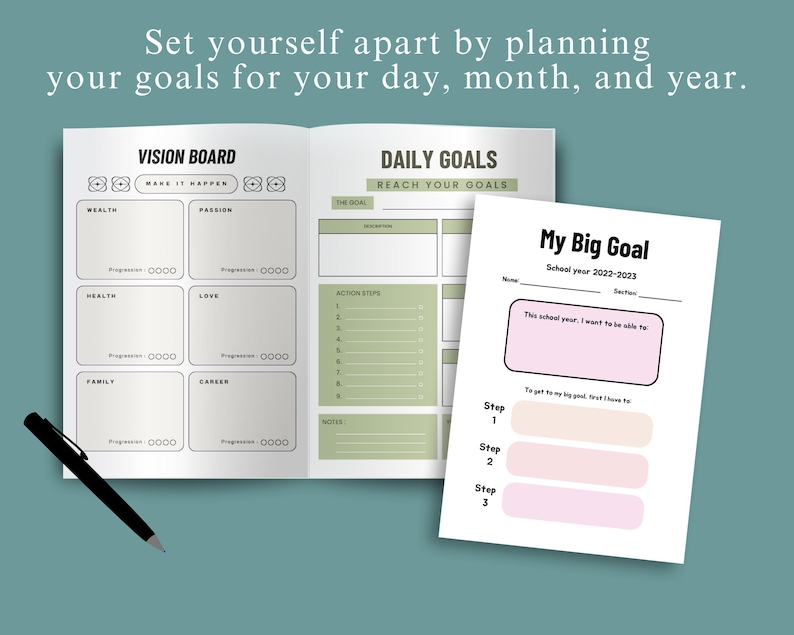 Goal Planner Printable Bundle, Daily, Weekly, Monthly Annual Goals ...