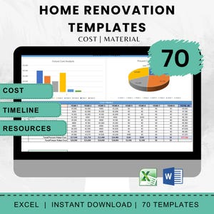 Home Renovation Template Bundle, Renovation Budget for Home Improvement, Interior Design Planning, Home Remodel, Construction Estimate