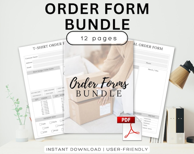 Order Form Bundle Printable Order Form Template T-shirt, Mug Invoice Template Printable Small Business Forms Custom Order Form Invoice Order