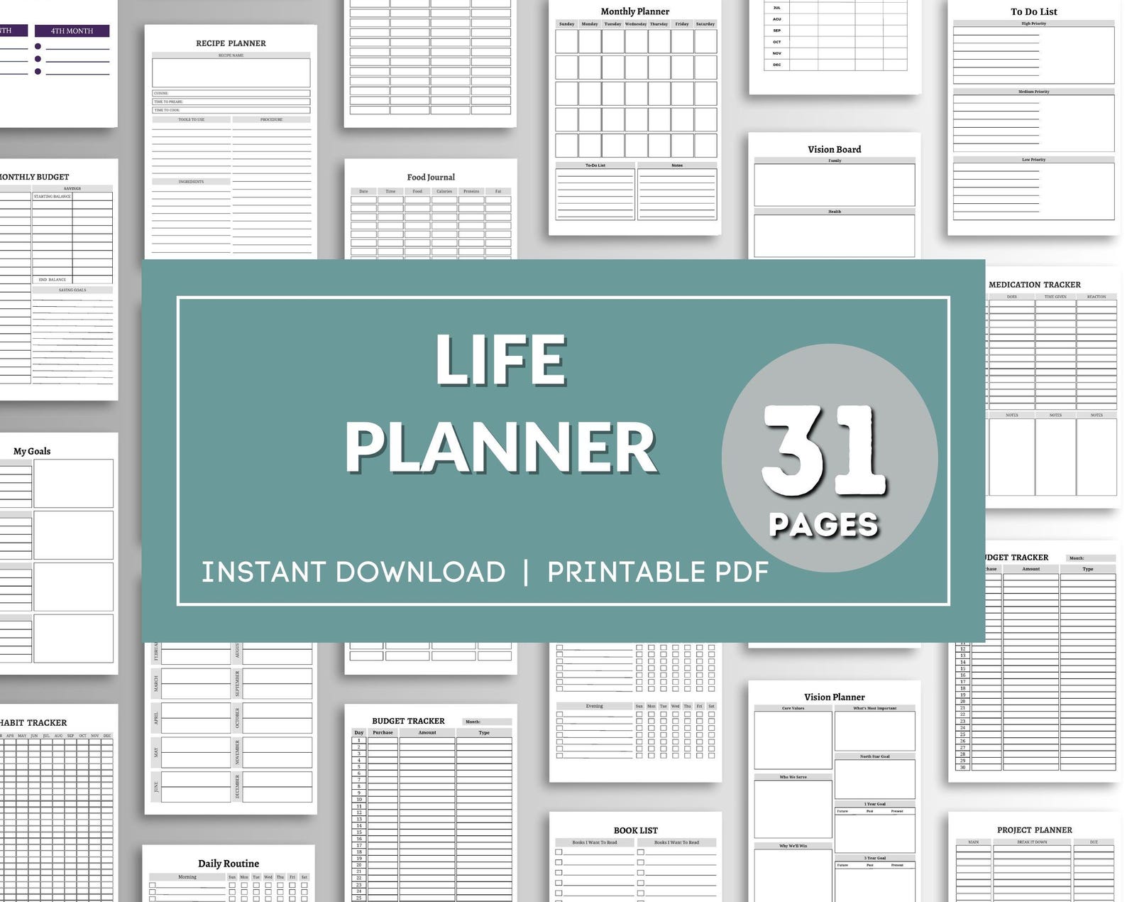 Life Planner Printable Bundle Goals for Life, Printable Bundle for ...