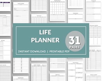 Life Planner Printable Bundle Goals for Life, Printable Bundle for Productivity Planner, Personal Planner Template, All In One Bundle