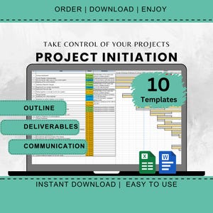 Modelo de Iniciação de Projeto Modelo de Planejamento para Iniciantes Ferramenta de Rastreamento de Projeto Profissional Guia de Download Digital Modelo de Tarefa