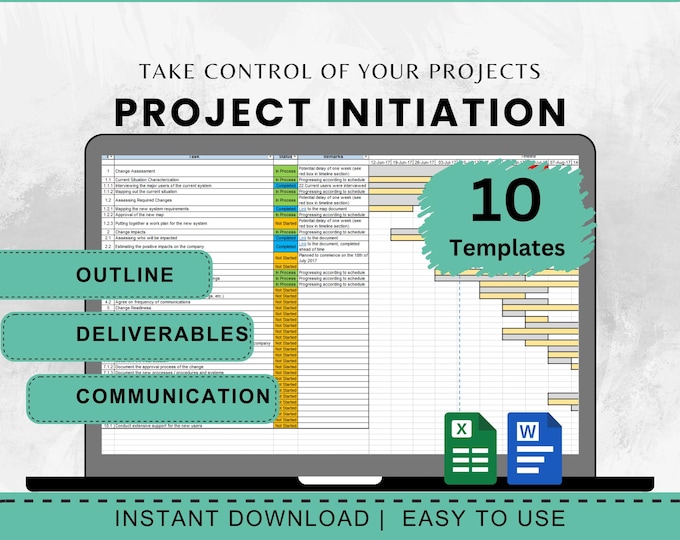 Project Initiation Template Beginner Planning Template Professional Project Tracking Tool Digital Download Guide Task Template