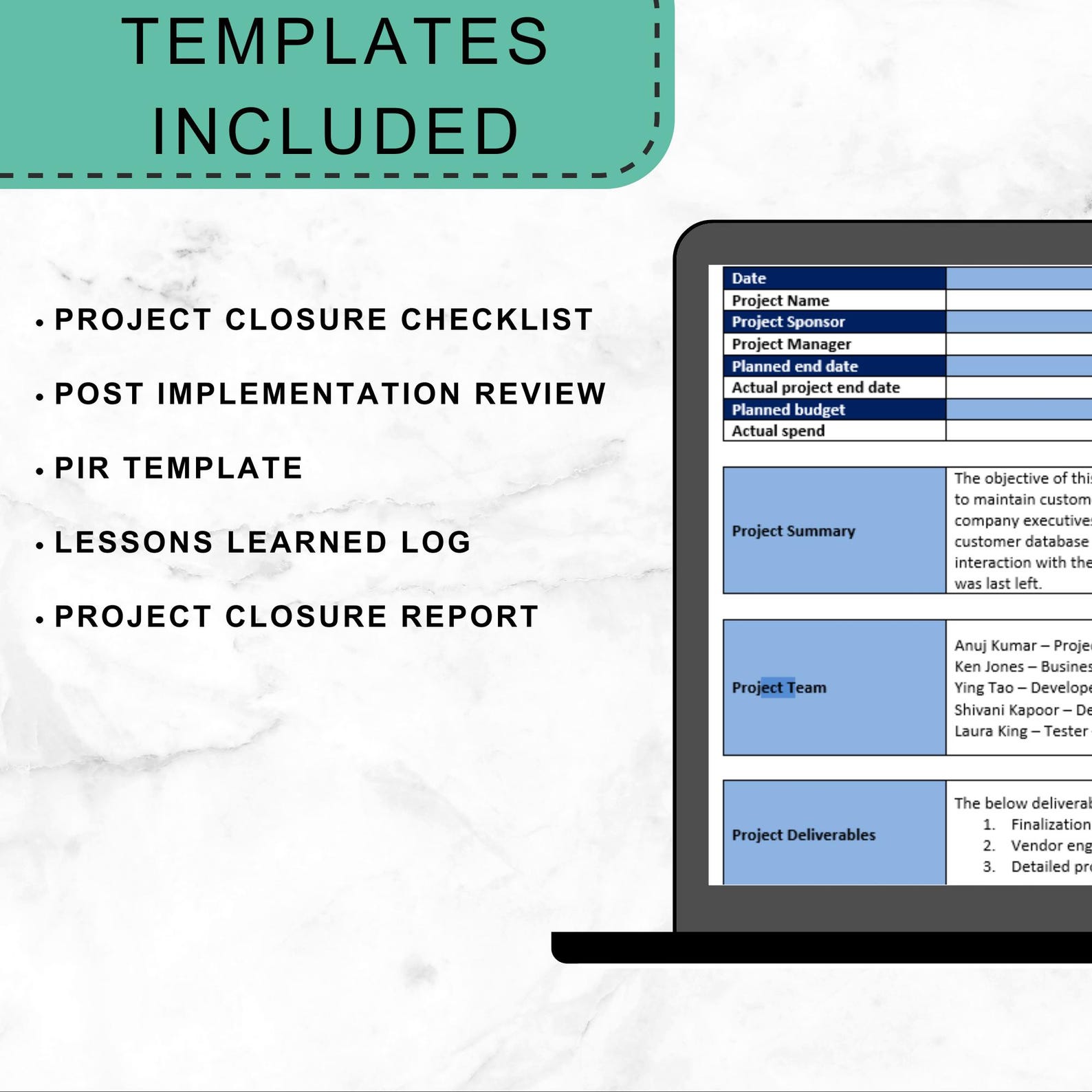 Project Closure Template Bundle for Post Implementation Review Closing ...