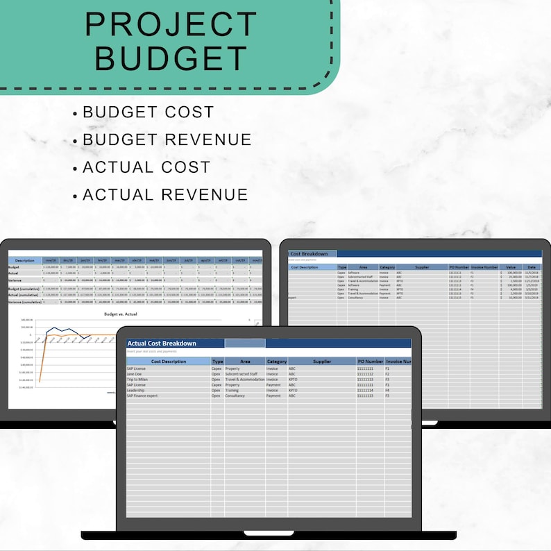 EVM Excel Template Project Budget Tracking Cost Management Spreadsheet