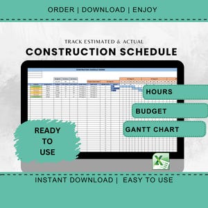 Construction Schedule Degree Construction Management Template Excel Template Contractor Project Planning Tool Construction Budget Template