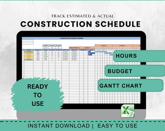 Construction Schedule Degree Construction Management Template Excel Template Contractor Project Planning Tool Construction Budget Template