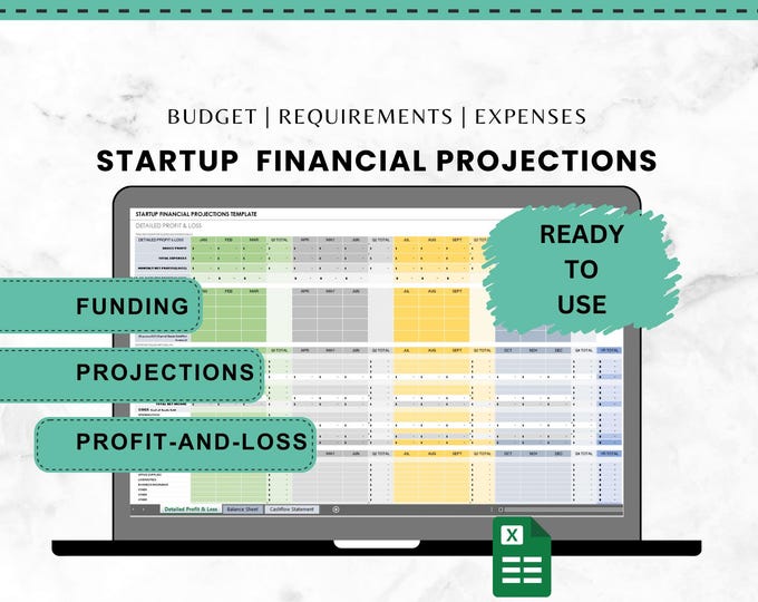 Startup Financial Projections Financial Template Expense Tracking Start-Up Business Excel Bundle Budget Start Up Business Planner