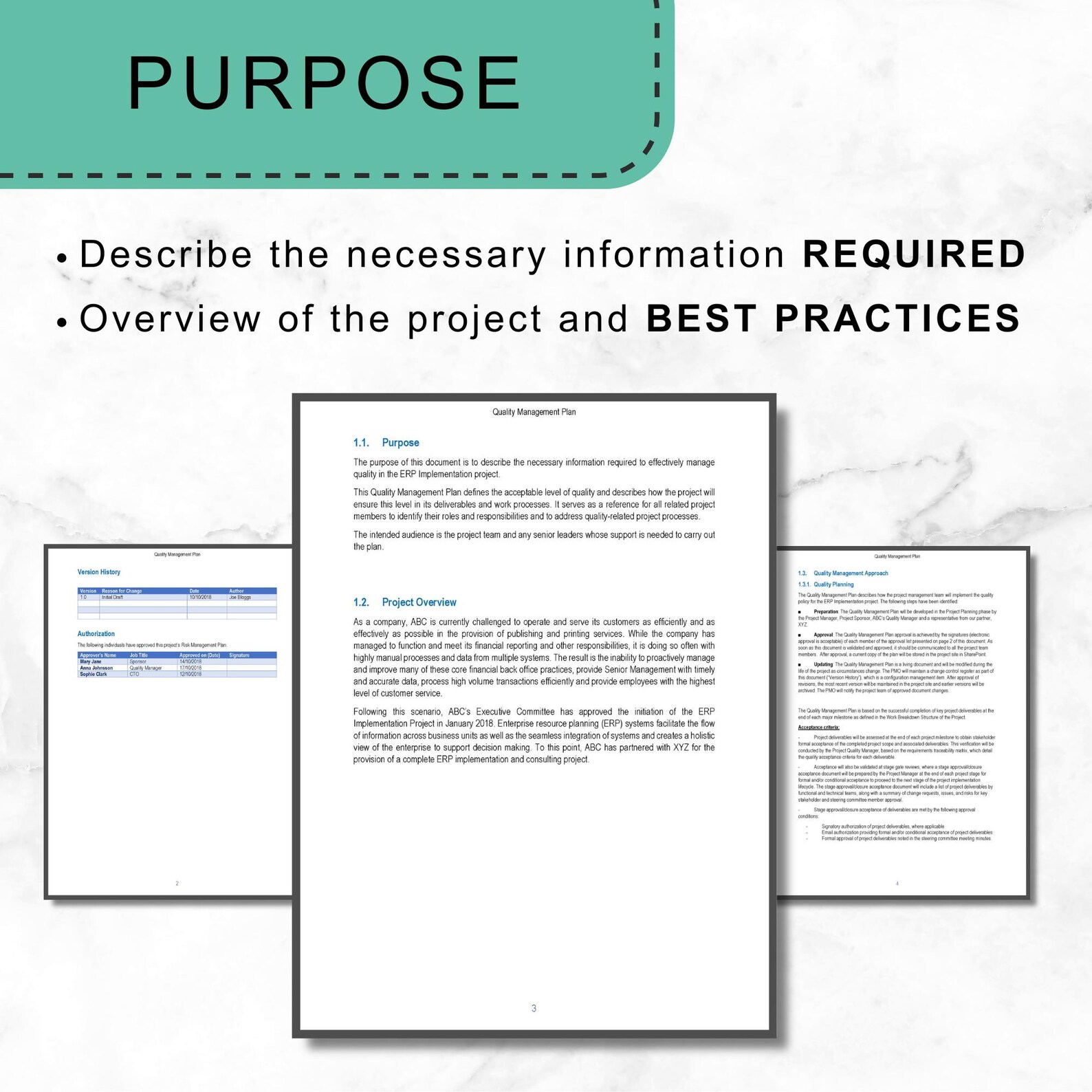 Quality Management Plan Template, Assurance & Control (word .docx) - Etsy