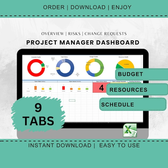 Project Dashboard Excel Template Bundle Dashboard Digital Planning Tool Professional Tracking
