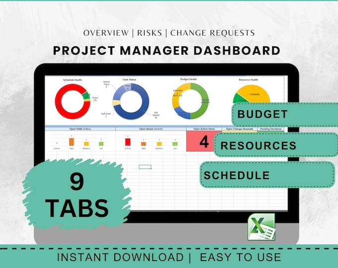 Project Dashboard Excel Template Bundle Dashboard Digital Planning Tool Professional Tracking